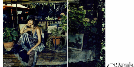 Marie Claire, novembre 2013. Rapsodia Gipsy, foto di Jacques Olivar, styling di Elisabetta Massari. Cappello in velluto Grevi