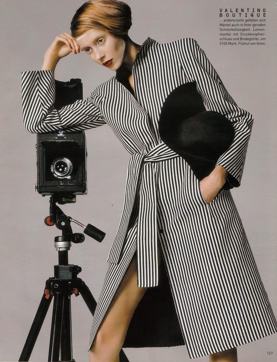 Vogue Germany January 2001 Filzhut von Grevi Model Colette Pechekhonova